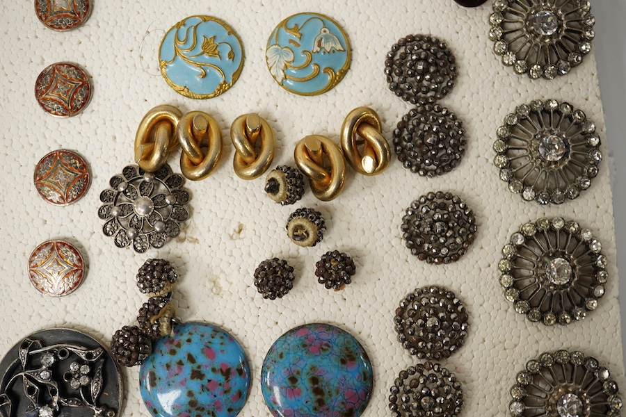 A group of 56 assorted antique buttons, largest 33mm;, Condition - some cut steel buttons are tarnished